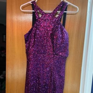 Purple Sequin Cocktail Dress